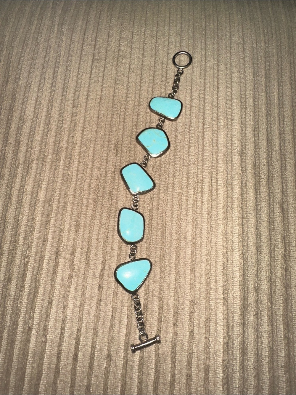 925 silver Turquoise Stone Link Bracelet with Toggle Clasp
